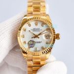 Swiss Replica Rolex Lady Datejust 28mm Watch Yellow Gold Presidential	
